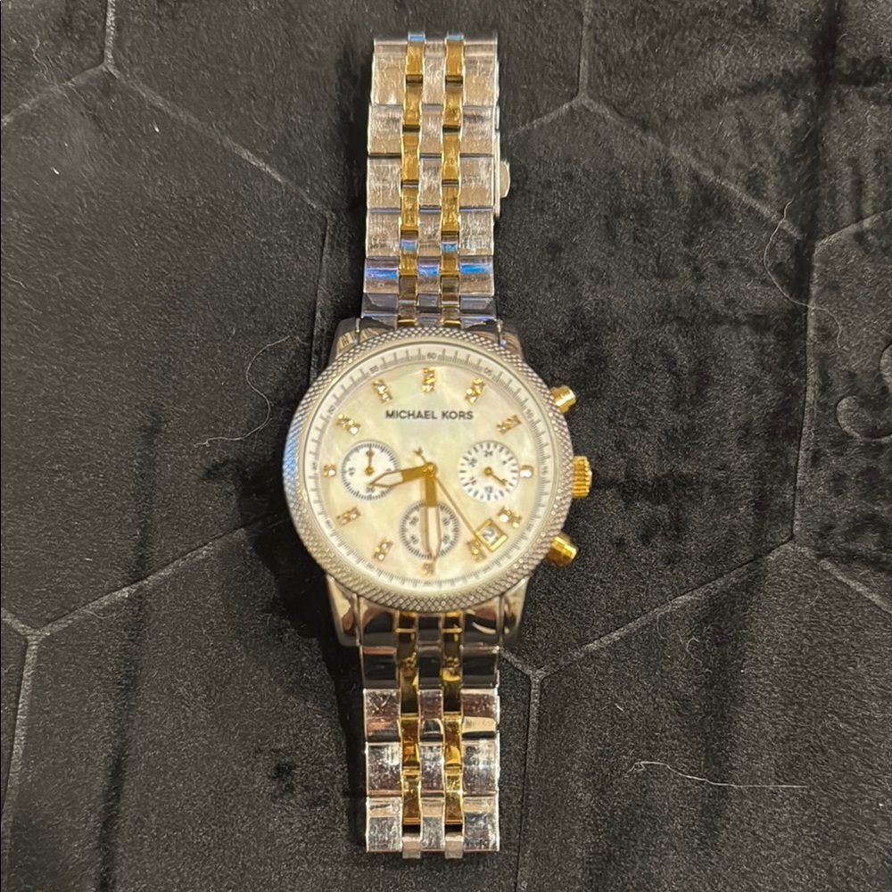 Michael Kors MK5057 Ritz Two Tone Bracelet Mother of Pearl Dial Ladies Watch